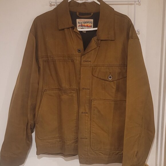 Red Tornado Waxed Jacket Cruiser Trucker Jacket - Picture 1 of 5